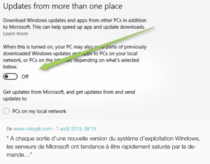 Windows 10 utilise votre bande passante pour distribuer ses mises à jour. Comment désactiver cette fonctionnalité ? | {niKo[piK]}