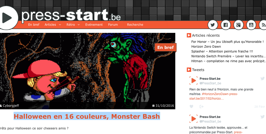Monster Bash, article sur Press Start