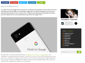 Google Pixel 2 : le mode Portrait est désormais accessible à tous les smartphones Android