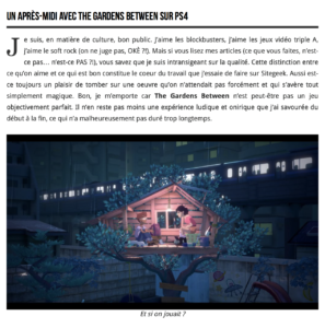 The Gardens Between – PS4 – Un puzzle-game d’une riche simplicité