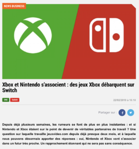 Xbox et Nintendo s’associent : des jeux Xbox débarquent sur Switch