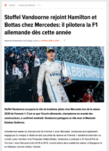 Stoffel Vandoorne rejoint Hamilton et Bottas chez Mercedes: il pilotera la F1 allemande dès cette année