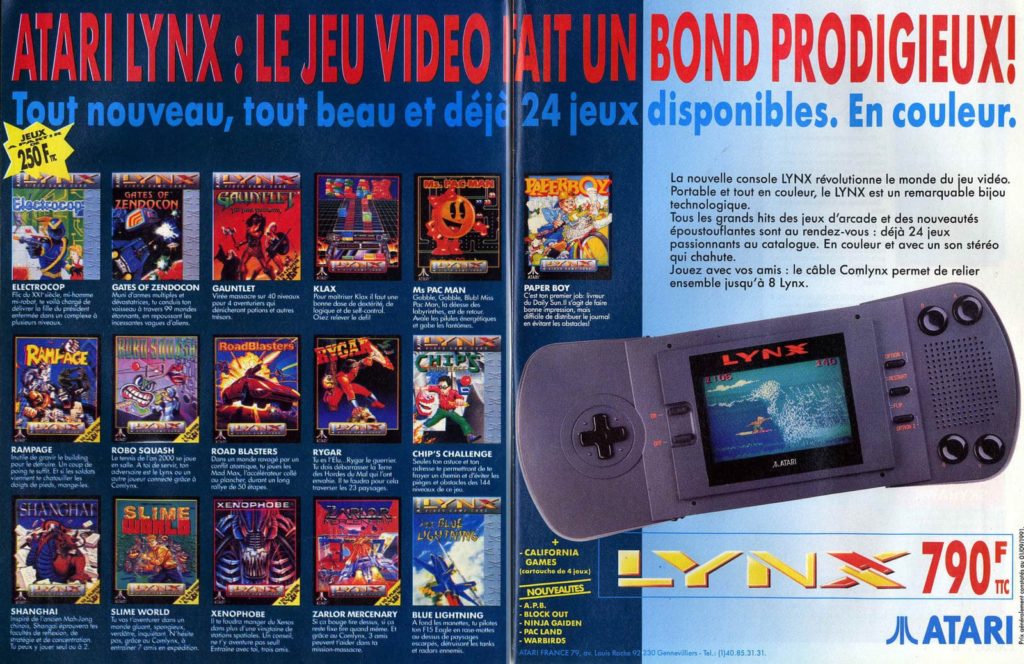 Publicité pour l'Atari Lynx - 1991 - Air Gaming (https://air-gaming.com/dossier-console-la-lynx-datari/)