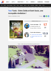 Test Tunic : Entre Zelda et Dark Souls, une incroyable révélation ! Publié le 16/03/2022