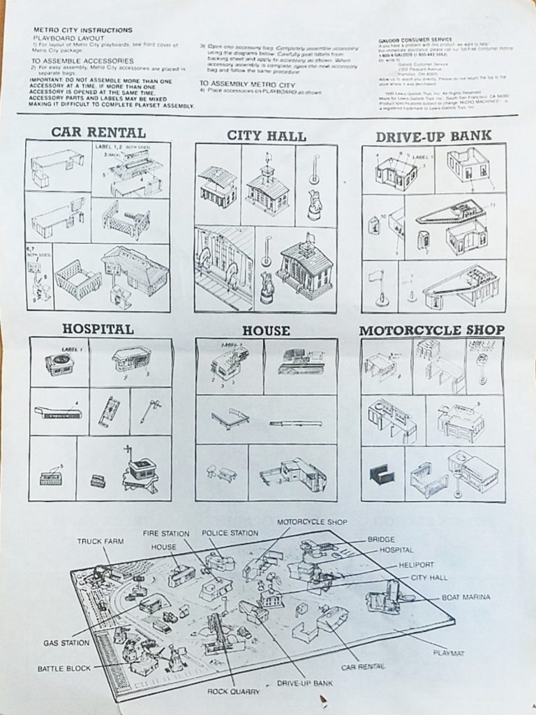 Les plans du playset Metro City - Galoob Micro Machines, 1990