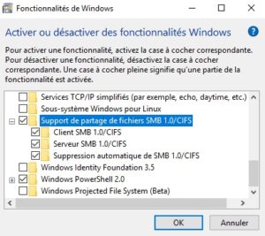 Activer le protocole SMB sur Windows 10