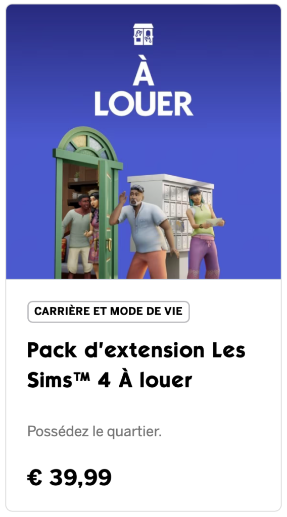 Le pack d'extension Sims 4 - A Louer
