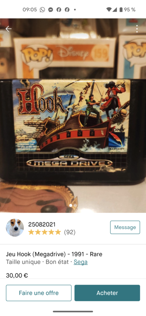 La cartouche de Hook sur Megadrive