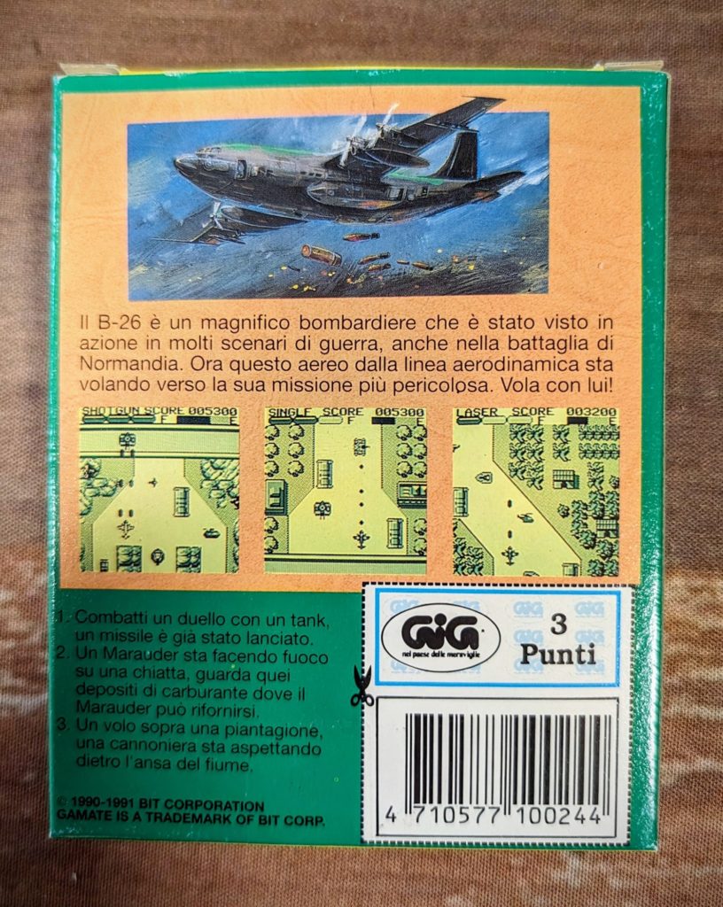Le packaging italien proposé par GIG du jeu Marauder pour la Gamate.