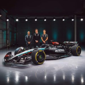 La nouvelle Mercedes GP des Britanniques Lewis Hamilton et George Russell.